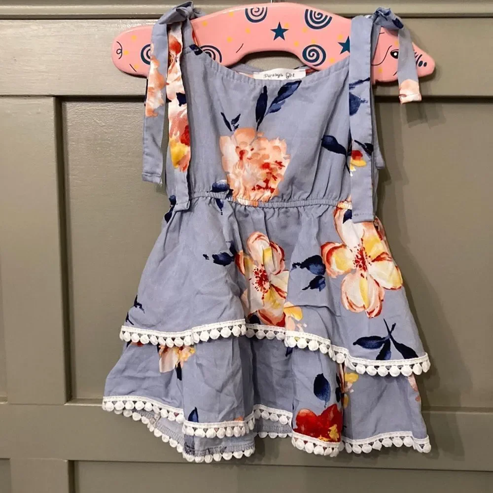 Persaya Girl Stitch Fix Danyca Tiered Tank Top in Light Blue Floral Size XS NWT